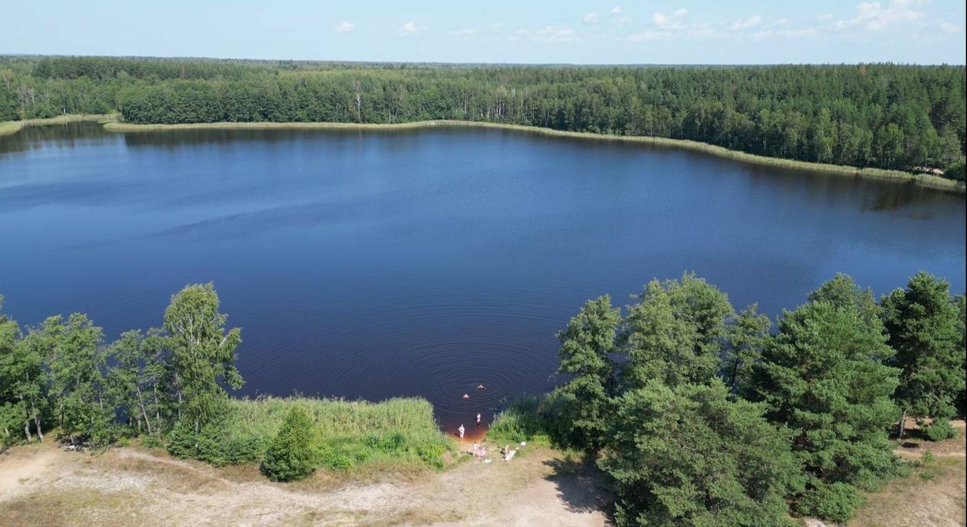 Купание на озере летом